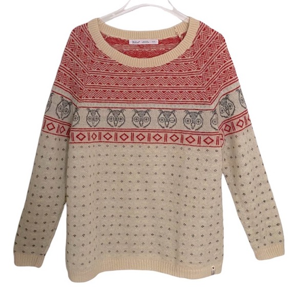 Woolrich Winking Owls Sweater Fair Isle Mohair Slouchy Women Extra Large - Picture 7 of 7